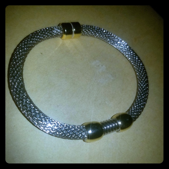 Silver and Gold Rope  Bangle - Picture 1 of 1